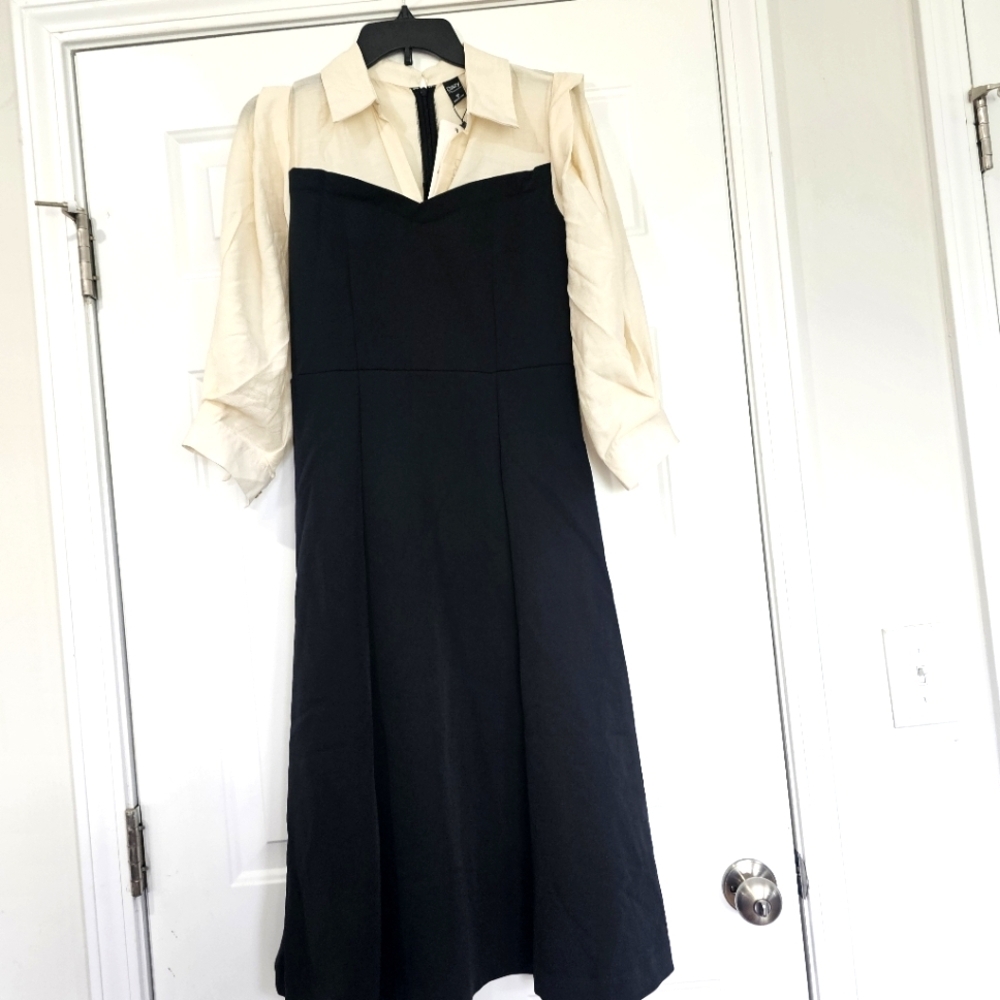 DAZY Dress Size Medium A Line Dress Bishop Sleeves A Line Dress Monochrome